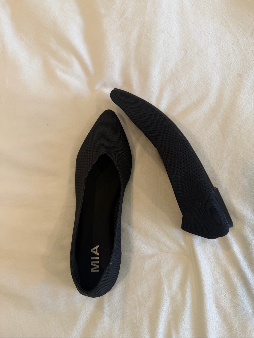 MIA Black Pointed Knit Slip-On Flats